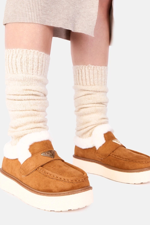 Brūni mokasīni silti ar kažokādu Loafy