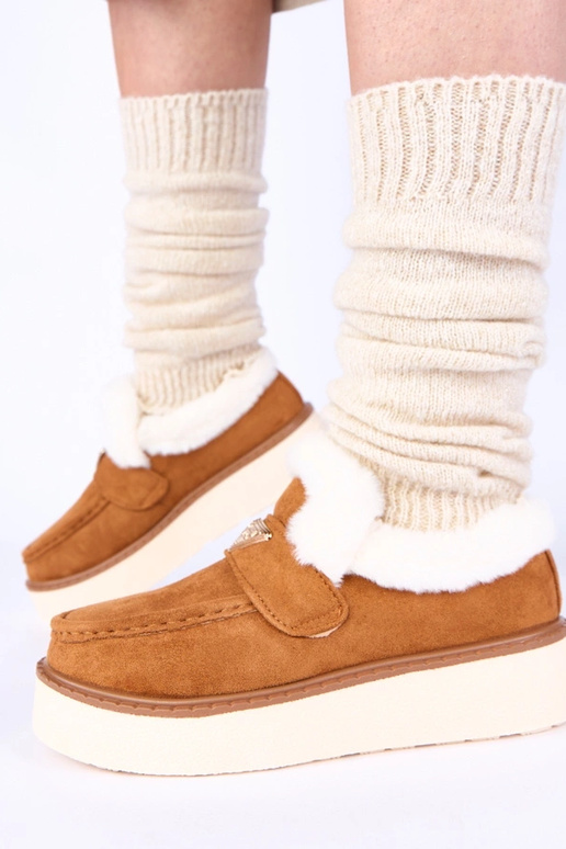 Brūni mokasīni silti ar kažokādu Loafy