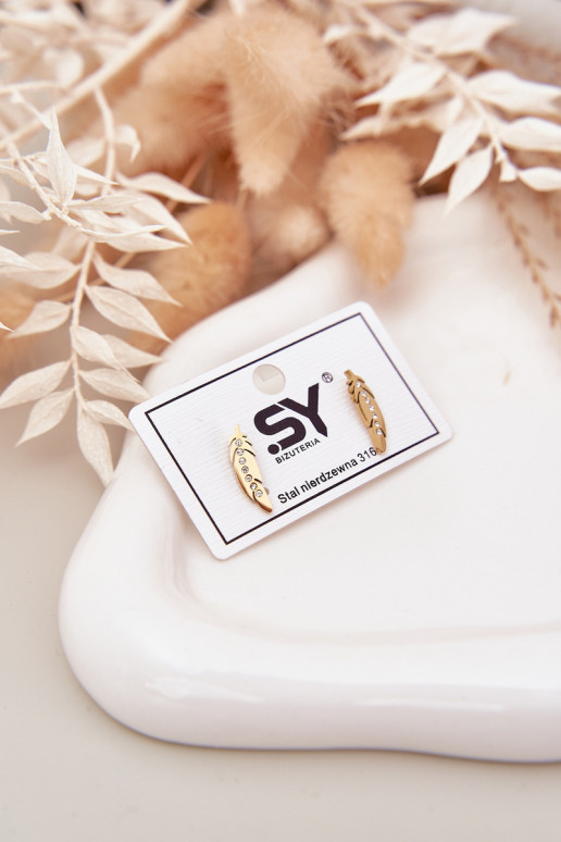 ar stilīgām detaļāmi Listki ar mirdzošiem spīdumiņiem Stal NierdzeInna Zelta krāsas