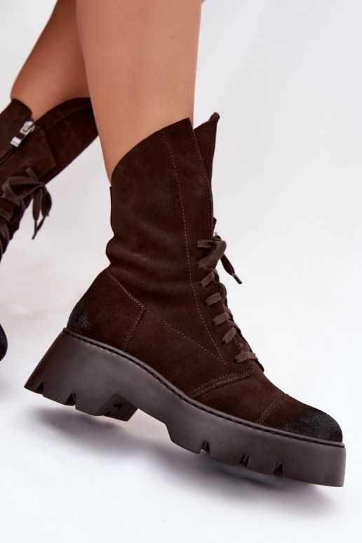 zābaki SieviešuIeslēgtsturalnego zamšādasu Zazoo 976 CzekoladoIne