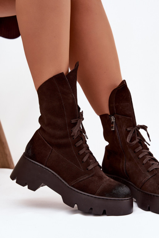 zābaki SieviešuIeslēgtsturalnego zamšādasu Zazoo 976 CzekoladoIne