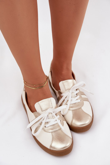 Āda apavi Sieviešu Typu Barefoot Zazoo N1341 Baltas-Zelta krāsas