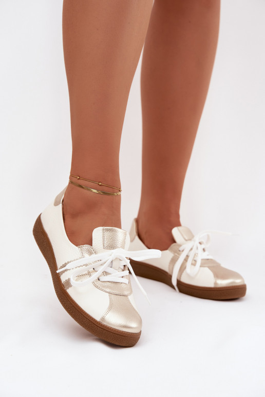 Āda apavi Sieviešu Typu Barefoot Zazoo N1341 Baltas-Zelta krāsas