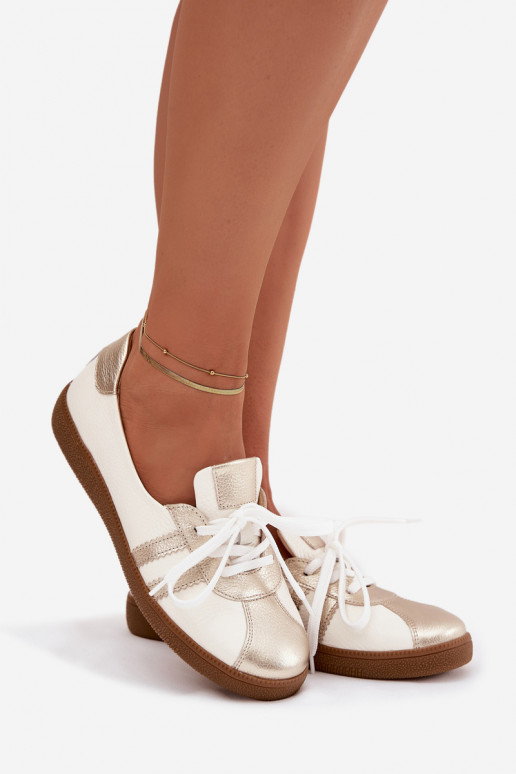 Āda apavi Sieviešu Typu Barefoot Zazoo N1341 Baltas-Zelta krāsas