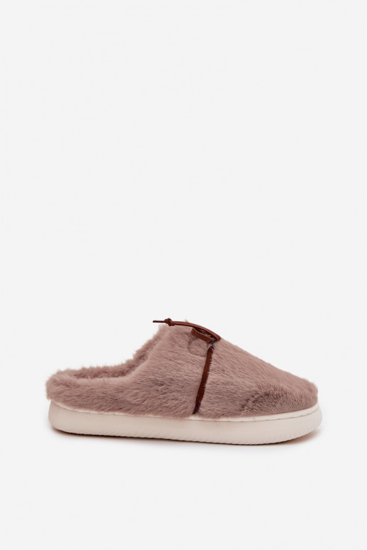 ar kažokādu Čības ar bantītēm Haki krāsas Minella