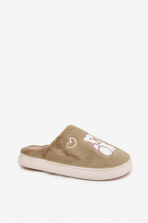 ar kažokādu Čības Ar Lāci Zaļas krāsas Noralie