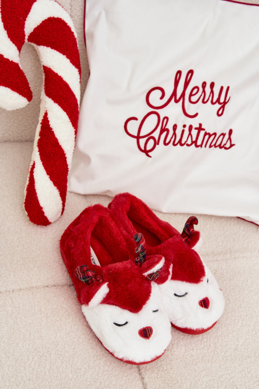 Čības Christmas Sieviešu Ar tēmu Ziemeļbrieži ar kažokādu sarkanas krāsas Orsella