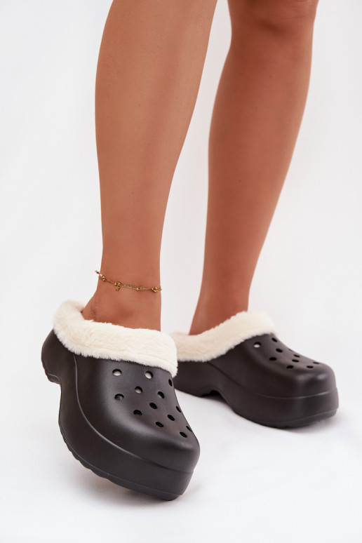 Vieglas čības uz pirksta sieviešu čības siltināti ar kažokādu melnas krāsas Palvine