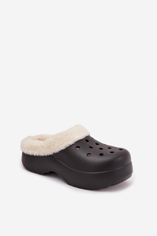 Vieglas čības uz pirksta sieviešu čības siltināti ar kažokādu melnas krāsas Palvine