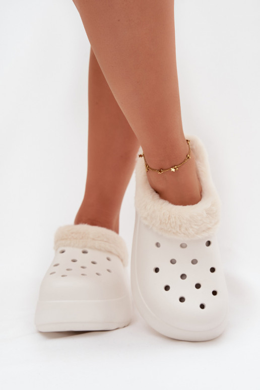 Vieglas čības uz pirksta sieviešu čības siltināti ar kažokādu baltas krāsas Palvine