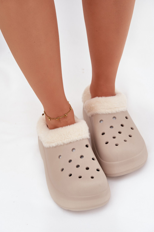 Vieglas čības uz pirksta sieviešu čības siltināti ar kažokādu Haki krāsas Palvine