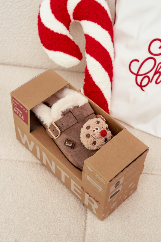 Čības Sieviešu Ar rotājumiem I ar sprādzēm siltināti ar kažokādu brūnas krāsas Thalora