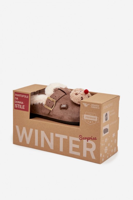 Čības Sieviešu Ar rotājumiem I ar sprādzēm siltināti ar kažokādu brūnas krāsas Thalora