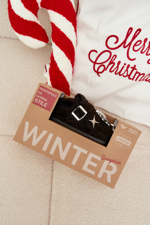 Čības Sieviešu Ar rotājumiem I ar sprādzēm siltināti ar kažokādu melnas krāsas Thalora