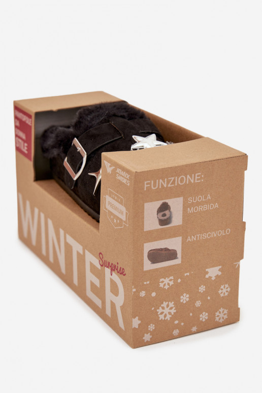 Čības Sieviešu Ar rotājumiem I ar sprādzēm siltināti ar kažokādu melnas krāsas Thalora