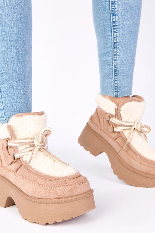 Tumši smilškrāsas sniega zābaki ar...