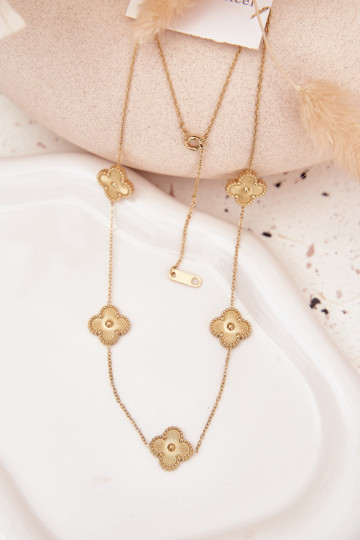 Kaklarota no nerūsējošā tēraudaZiedsuszkami Zelta krāsas