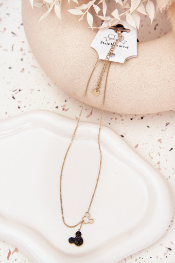 Ķēde no nerūsējošā tērauda pele Miki Zelta krāsas