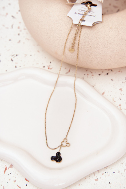 Ķēde no nerūsējošā tērauda pele Miki Zelta krāsas