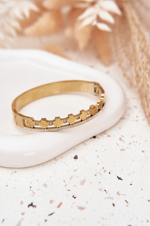 Aproce no nerūsējošā tērauda Ozdobiona Cyrkoniami Zelta krāsas