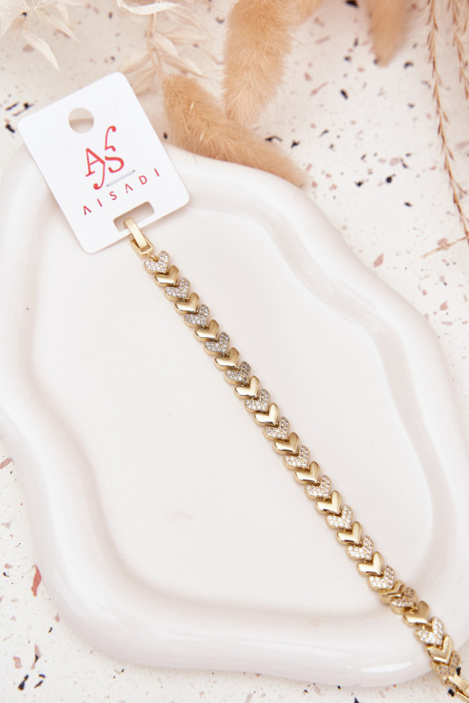 Aproce Sieviešu Sirdis ar mirdzošiem spīdumiņiem Zelta krāsas