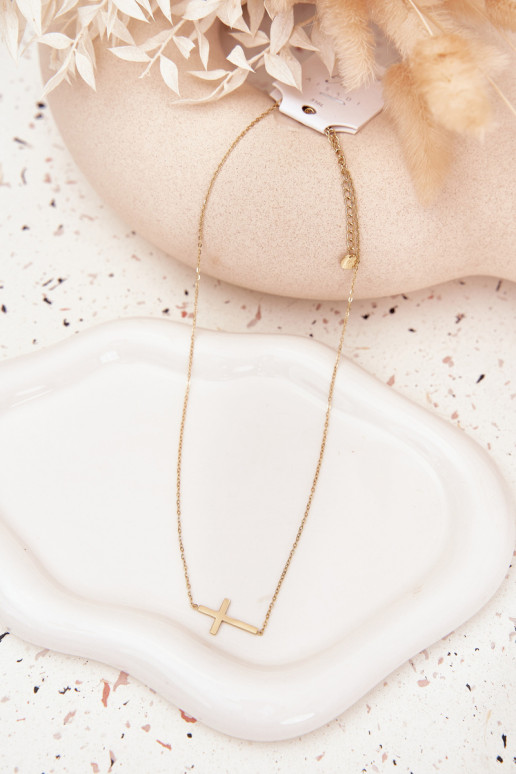 Ķēde Ar krustiņu Stal Chirurgiczna Zelta krāsas