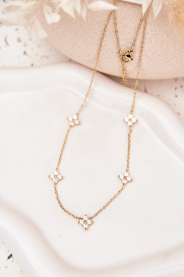 Kaklarota DāmasZiedsuszkami Stal Chirurgiczna Zelta krāsas