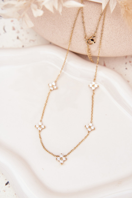 Kaklarota DāmasZiedsuszkami Stal Chirurgiczna Zelta krāsas