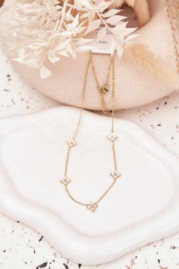 Kaklarota DāmasZiedsuszkami Stal Chirurgiczna Zelta krāsas 2