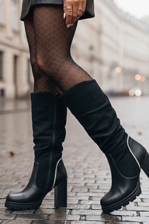 Melni zābaki uz papēža ar cirkonija...