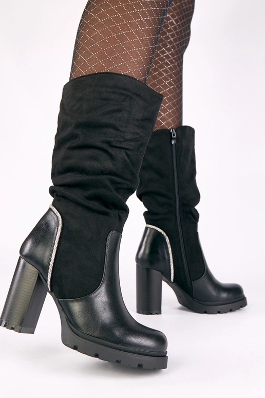 Melni zābaki uz papēža ar cirkonija...