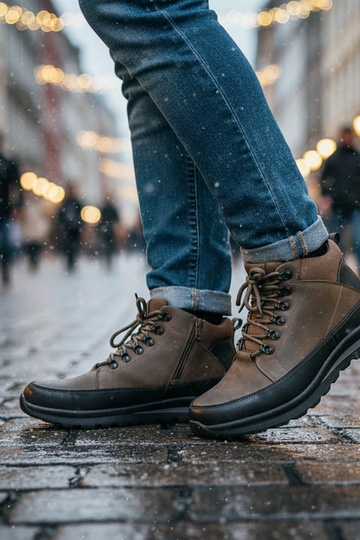 Pelēki vīriešu zābaki ar...