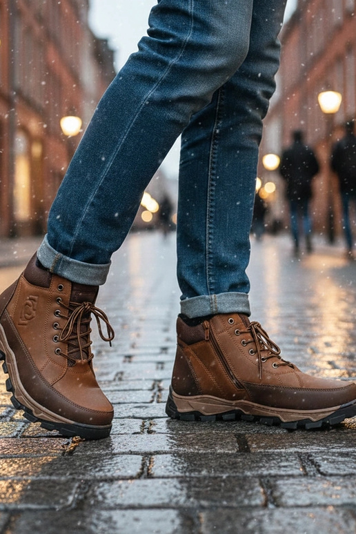 Brūni vīriešu siltinātie zābaki Elias