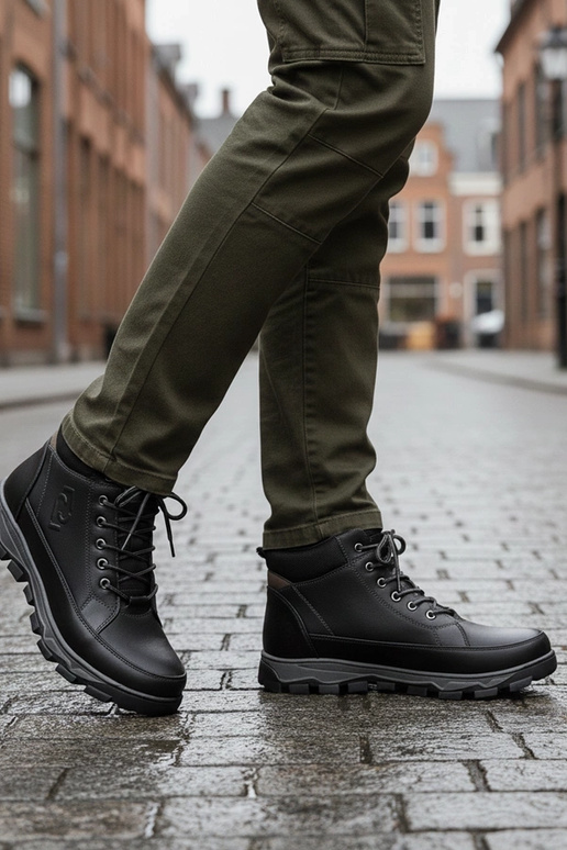 Melnas vīriešu siltinātie zābaki Elias