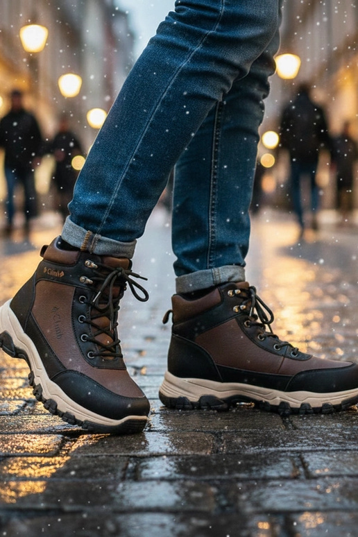 Brūni vīriešu siltinātie zābaki uz...