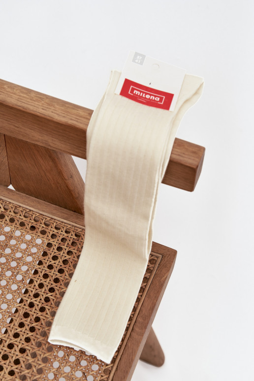 Garās merino vilnas zeķes ziloņkaula krāsā