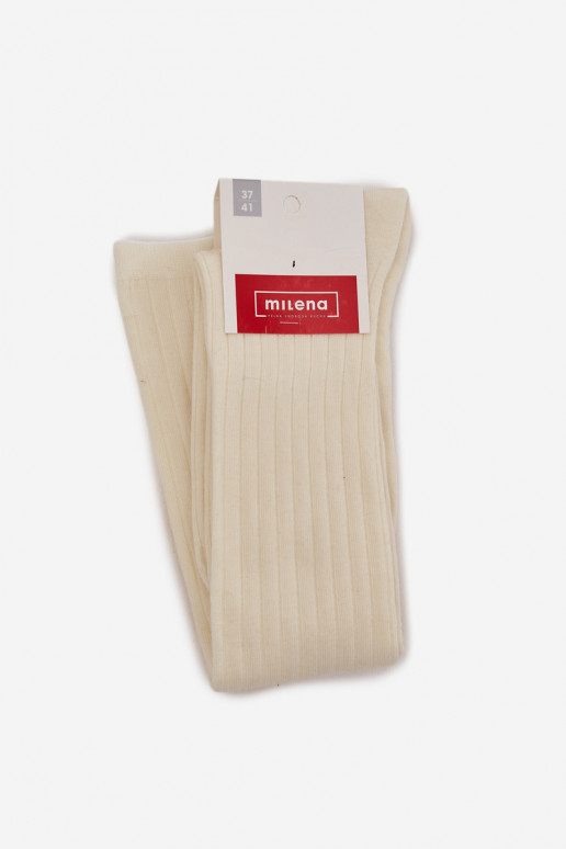 Garās merino vilnas zeķes ziloņkaula krāsā