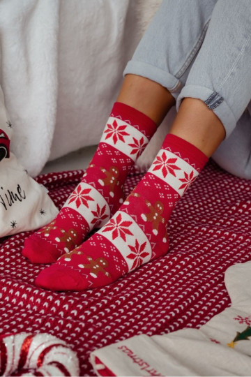 Zeķes Sieviešu Christmas Pierniki sarkanas krāsas