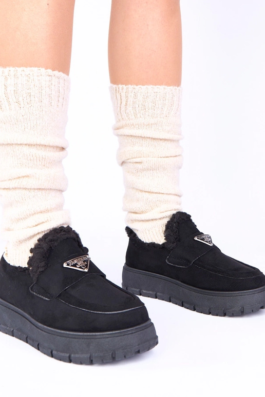 Melnās platformas mokasīni ar...