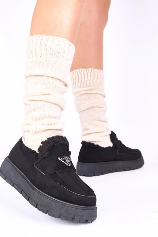 Melnās platformas mokasīni ar...