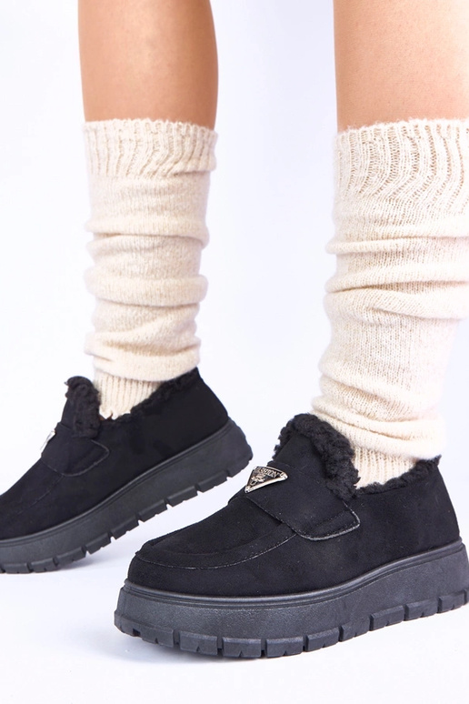 Melnās platformas mokasīni ar...