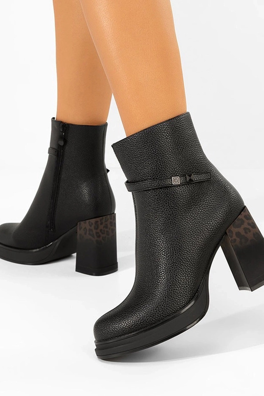Melnās zābaciņi ar papēdi un leopardu...
