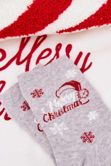 Zeķes Sieviešu Christmas Sniegpārslas Ar uzrakstu Pelēkas krāsas