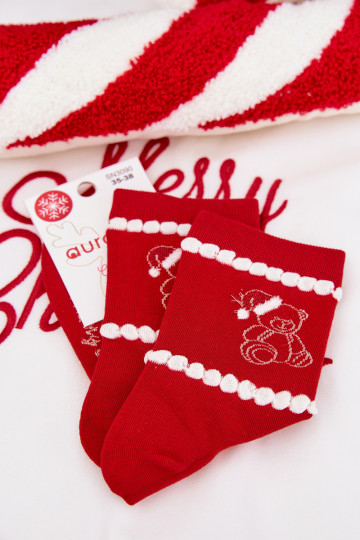 Zeķes Sieviešu Christmas Lācis Vāciņā Santa Clausa sarkanas krāsas 2