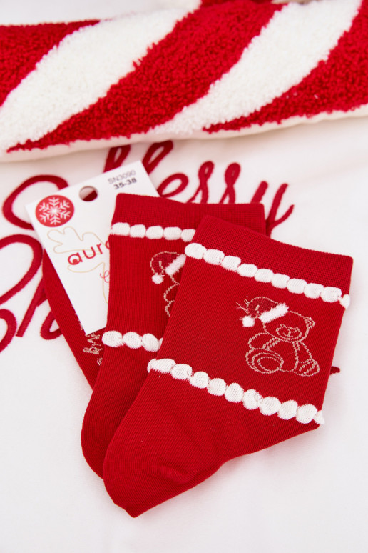 Zeķes Sieviešu Christmas Lācis Vāciņā Santa Clausa sarkanas krāsas