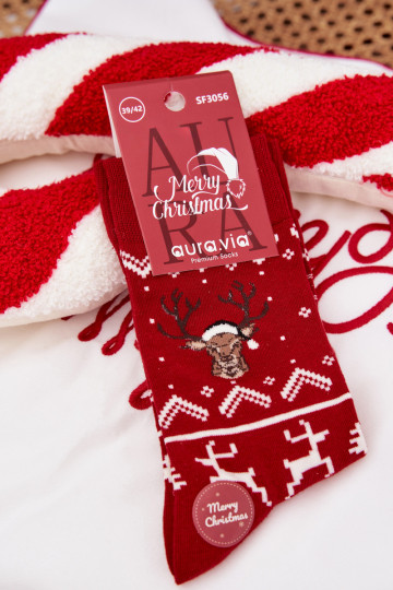 Skarpety Vīriešiem Christmas Ziemeļbrieži sarkanas krāsas