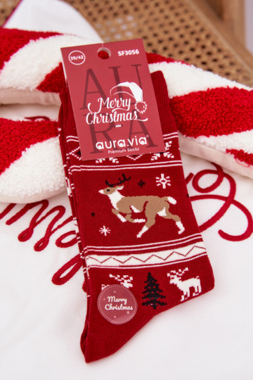 Skarpety Vīriešiem Christmas Biegnący Ziemeļbrieži sarkanas krāsas