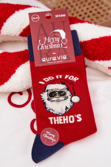 Skarpety Vīriešiem Christmas Santa Claus IN Okularach sarkans-tumši zilas krāsas