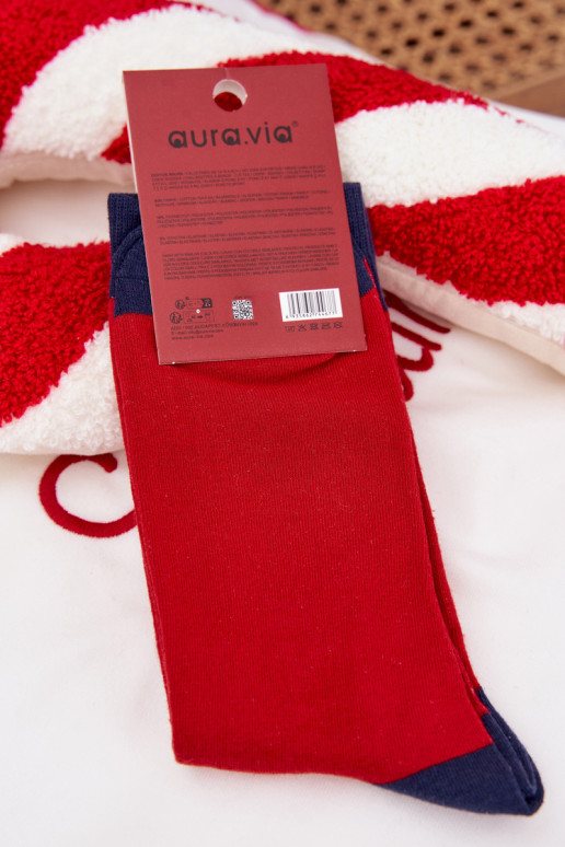 Skarpety Vīriešiem Christmas Santa Claus IN Okularach sarkans-tumši zilas krāsas