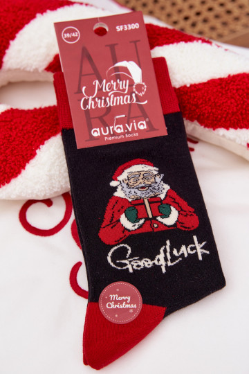 Skarpety Vīriešiem Christmas Ar uzrakstu I Śmiejącym Się Santa Clausem melnas krāsas